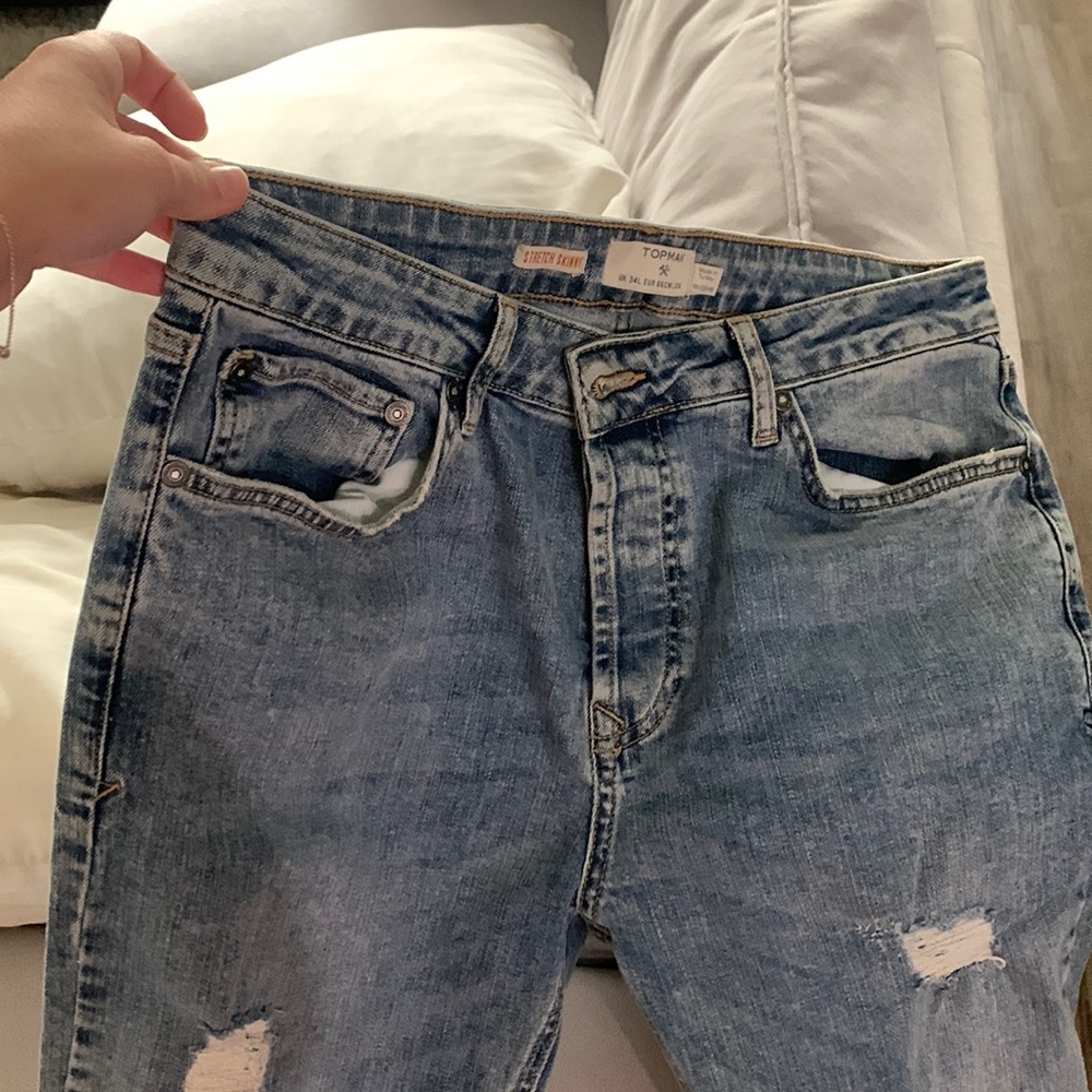 Never worn top man stylish w ripped skinny Jean!! (For men)